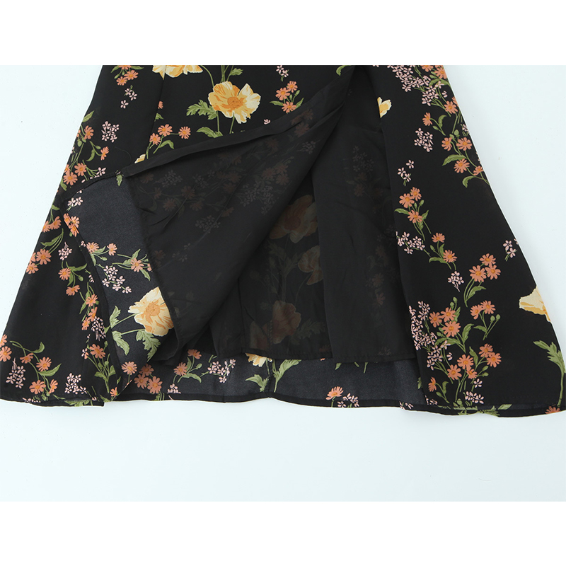 French Vintage Floral Midi Dress - YENKYE Abito da donna con stampa