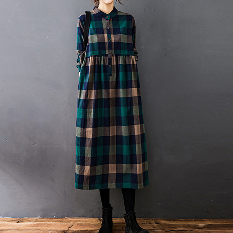 Casual Loose Linen Shirt Dress - Abito da donna autunnale nuovo vintage