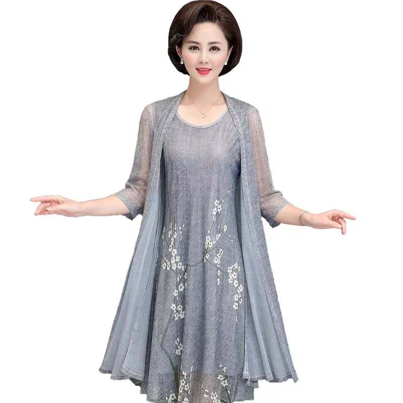 French Vintage Floral Midi Dress - set estivo in cotone e lino