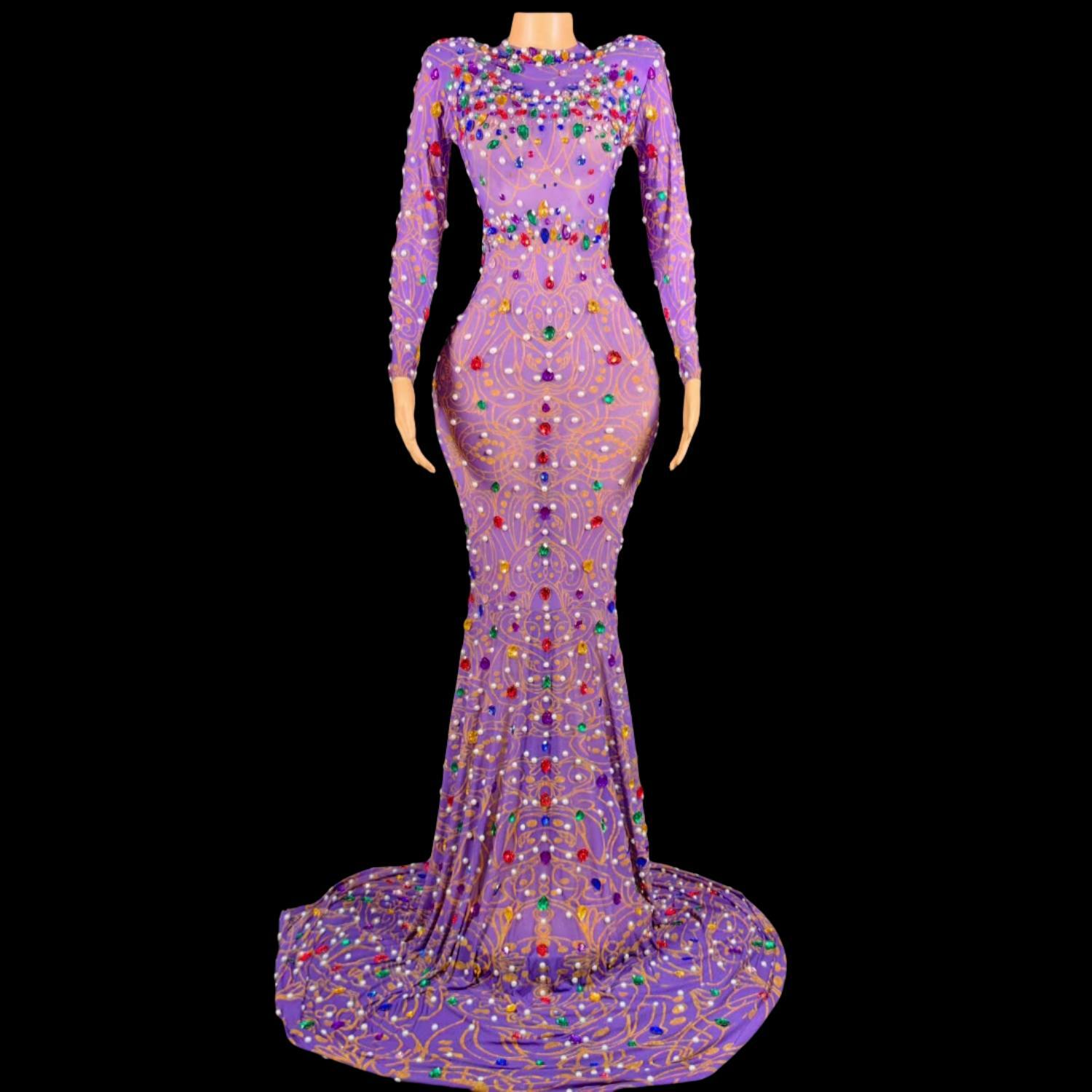 Abito a sirena viola con stras - Sparkly Rhinestone Club Party Dress recensione e prezzo