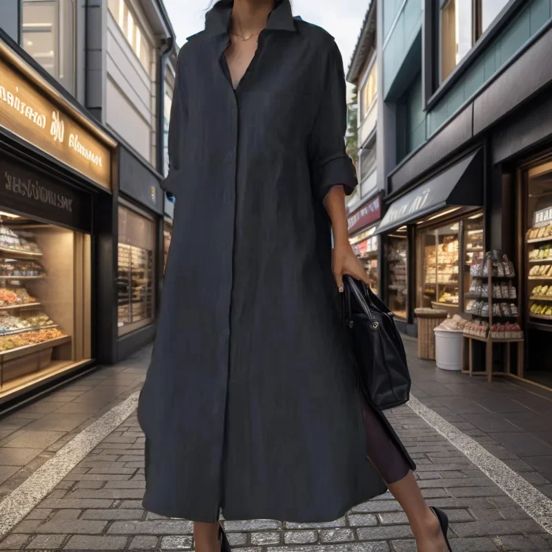 Abito lungo elegante da donna  - Casual Loose Linen Shirt Dress recensione e prezzo