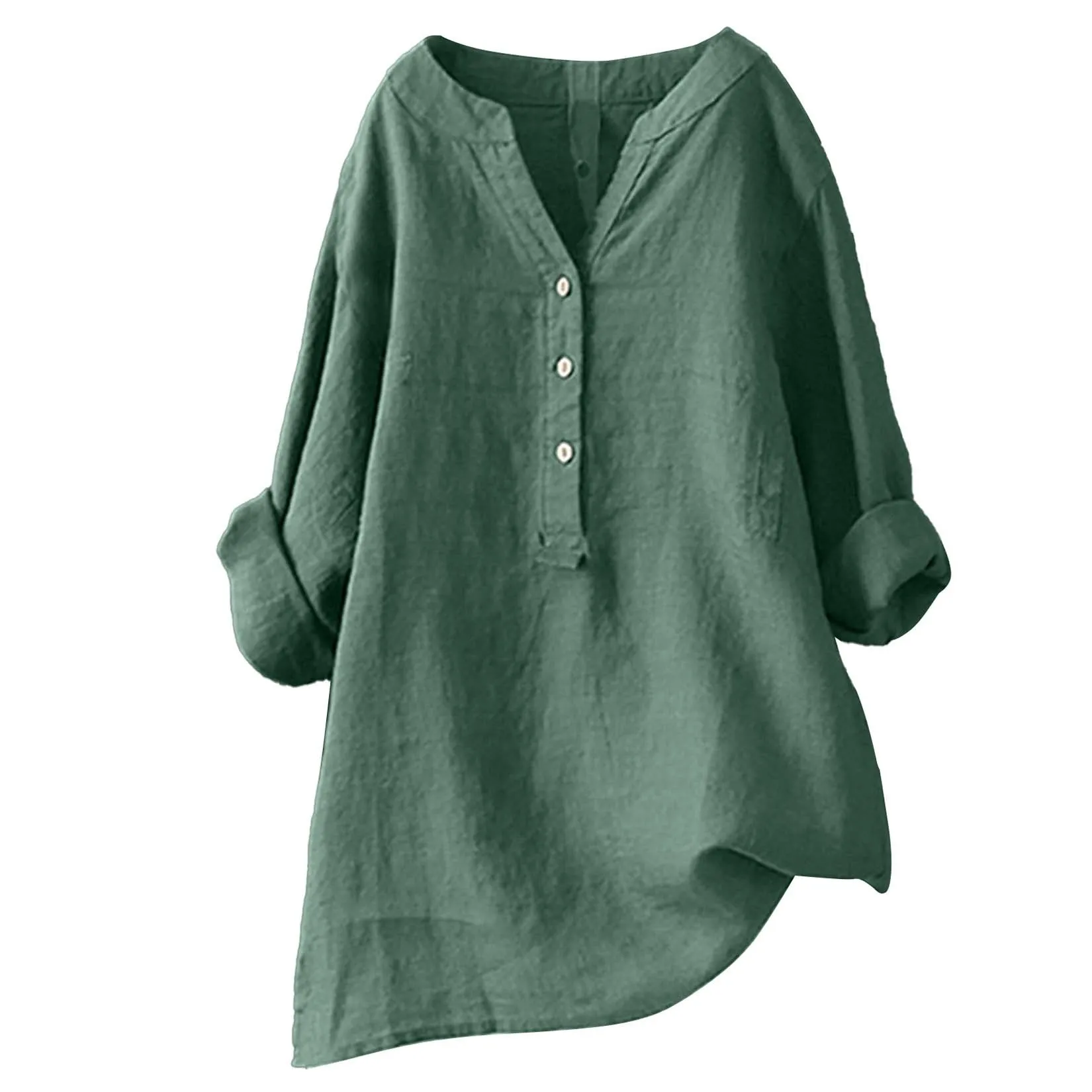 Camicie e bluse unisex in coto - Casual Loose Linen Shirt Dress recensione e prezzo