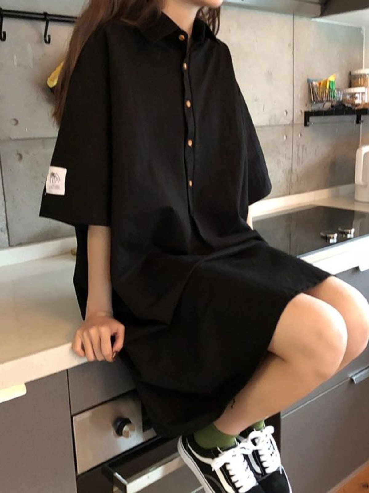 Abito camicia taglie forti, mo - Korean Style A Line Shirt Dress recensione e prezzo