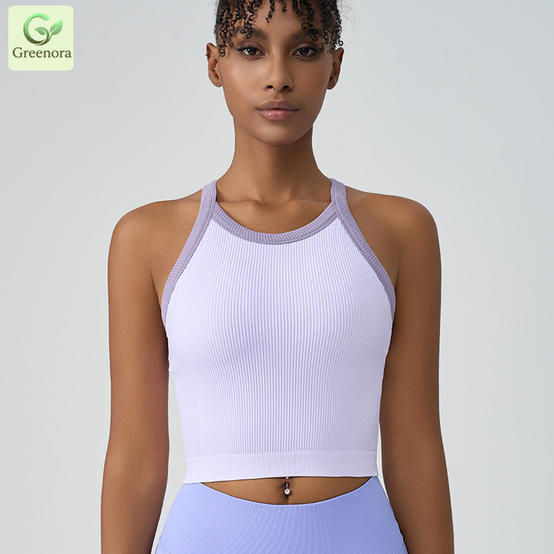 Top Corto Yoga a Costine Green - Seamless Ribbed Workout Tank Top recensione e prezzo