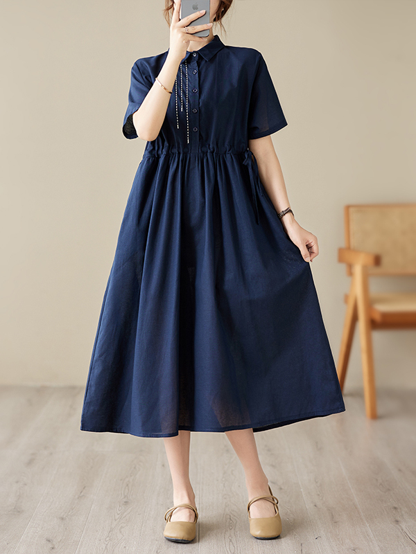 Abito Casual in Cotone e Lino  - Casual Loose Linen Shirt Dress recensione e prezzo