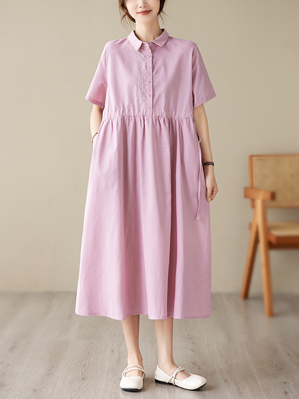 Abito Casual in Cotone e Lino  - Casual Loose Linen Shirt Dress recensione e prezzo