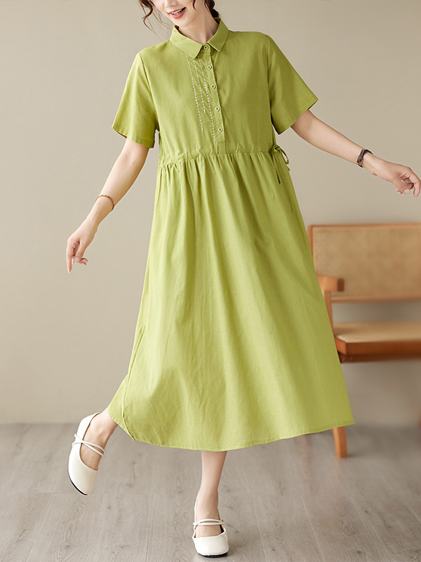 Abito Casual in Cotone e Lino  - Casual Loose Linen Shirt Dress recensione e prezzo