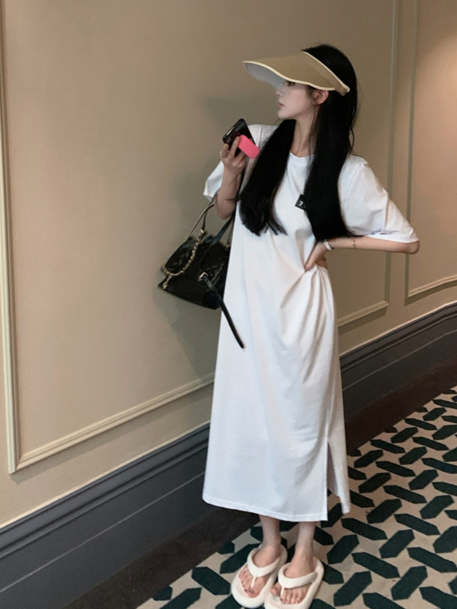 Abito T-shirt nero a maniche c - Korean Style A Line Shirt Dress recensione e prezzo