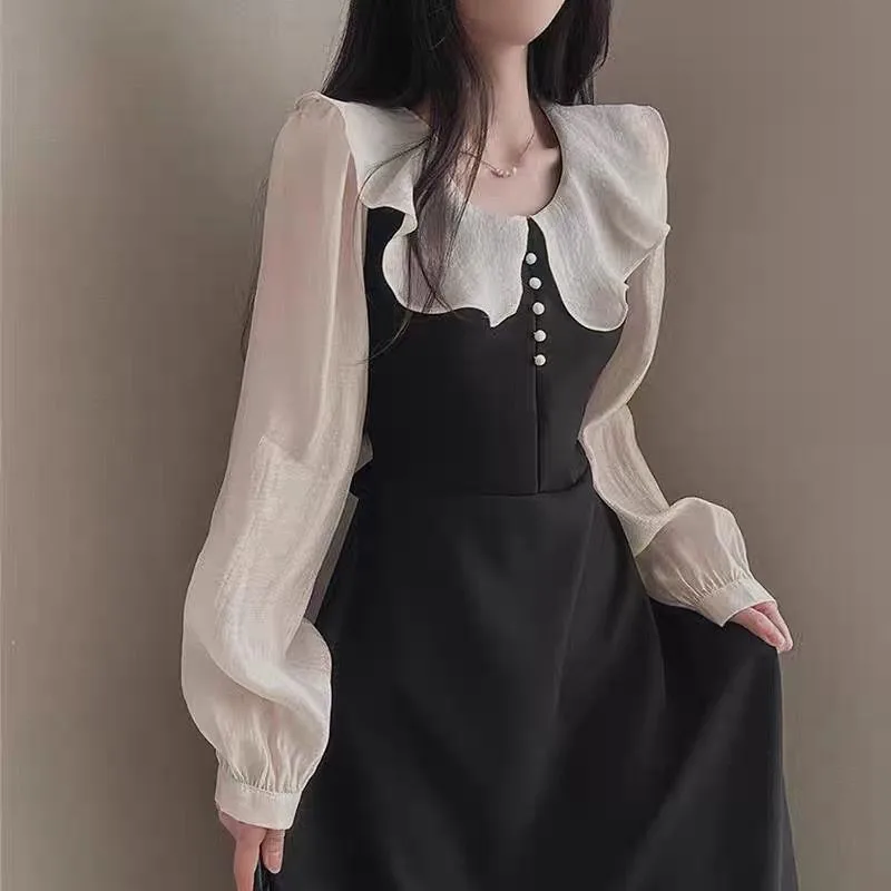 Abiti a maniche lunghe Donna F - French Vintage Floral Midi Dress recensione e prezzo