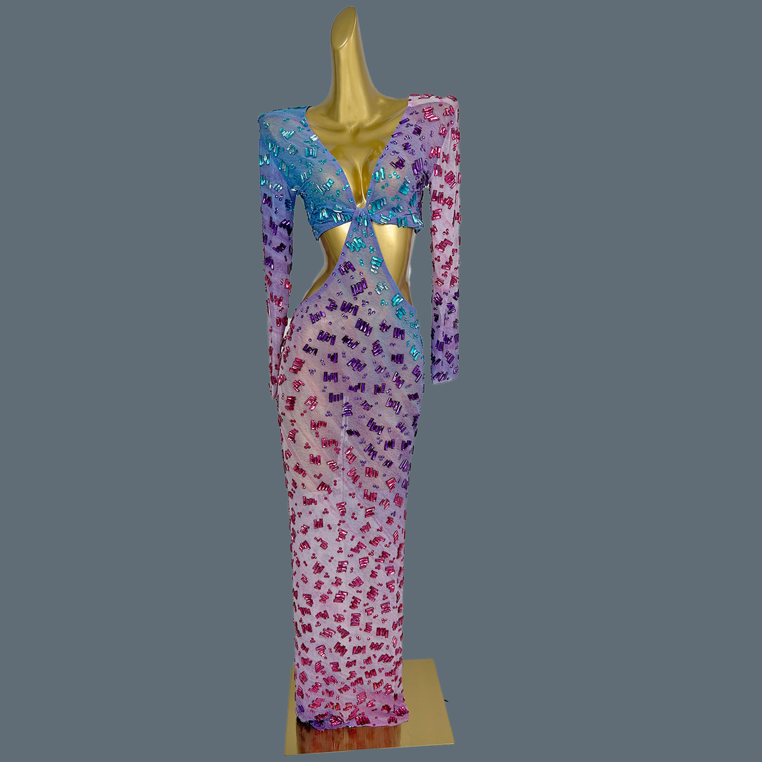 Abito Lungo con Scollo a V Pro - Sparkly Rhinestone Club Party Dress recensione e prezzo