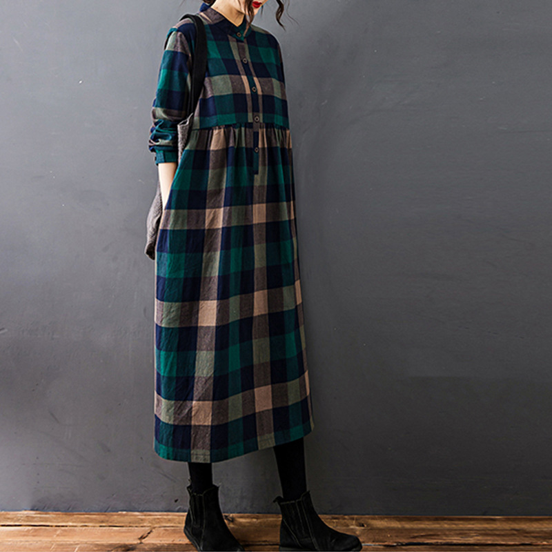 Abito da donna autunnale nuovo - Casual Loose Linen Shirt Dress recensione e prezzo